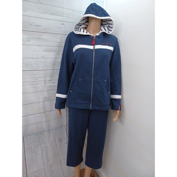 Norton Mcnaughton Petite PL PS Track Suit Blue White Jacket Pants - Picture 1 of 7